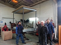 Building the new Rotary Club of Middleton Christmas Float - delivery to GBS, Ian Tomlinson, Grange Bodyshop and Service Centre, John Brooker, Lee Wolf & Tony Gardner - 3 December 2013